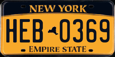 NY license plate HEB0369