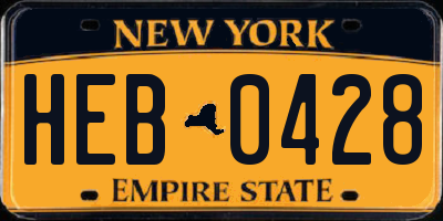 NY license plate HEB0428