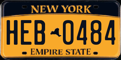 NY license plate HEB0484