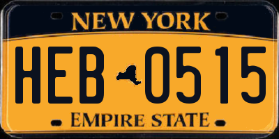 NY license plate HEB0515