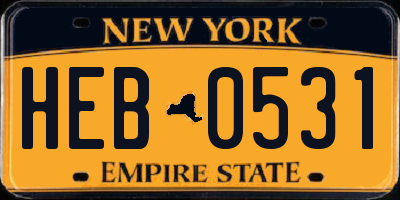 NY license plate HEB0531