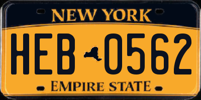 NY license plate HEB0562