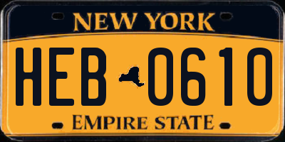 NY license plate HEB0610
