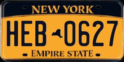 NY license plate HEB0627