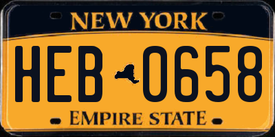 NY license plate HEB0658