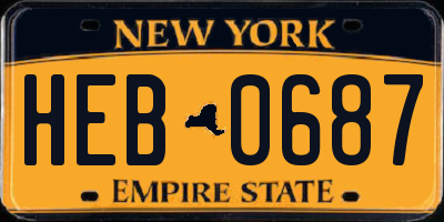 NY license plate HEB0687