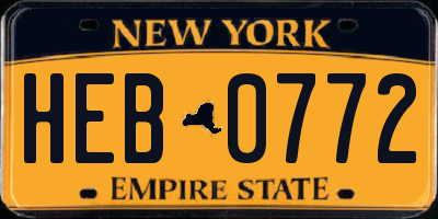 NY license plate HEB0772