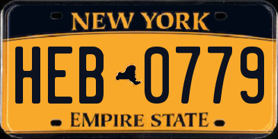 NY license plate HEB0779