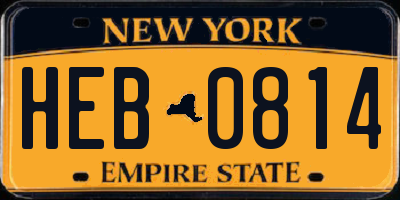 NY license plate HEB0814