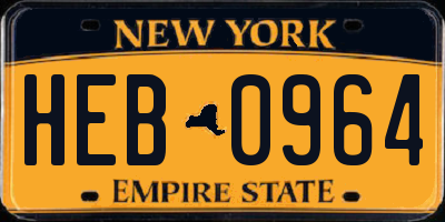 NY license plate HEB0964
