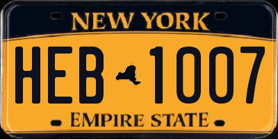 NY license plate HEB1007
