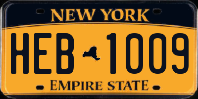 NY license plate HEB1009