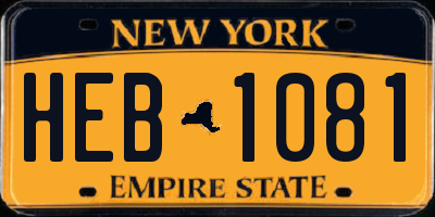 NY license plate HEB1081