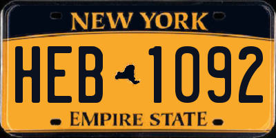 NY license plate HEB1092