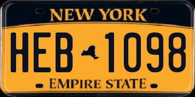 NY license plate HEB1098