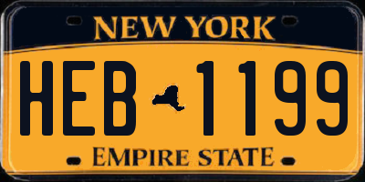 NY license plate HEB1199