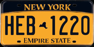 NY license plate HEB1220