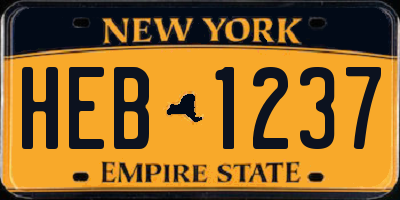 NY license plate HEB1237