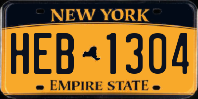 NY license plate HEB1304