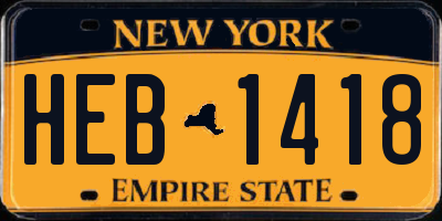 NY license plate HEB1418