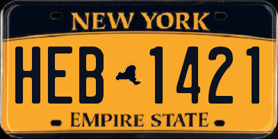 NY license plate HEB1421