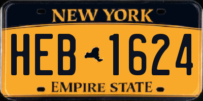 NY license plate HEB1624