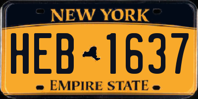 NY license plate HEB1637