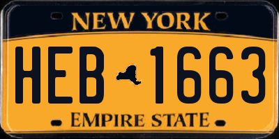 NY license plate HEB1663