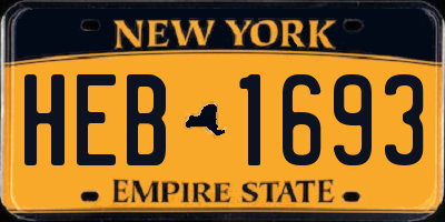 NY license plate HEB1693