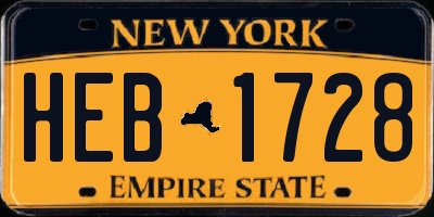 NY license plate HEB1728