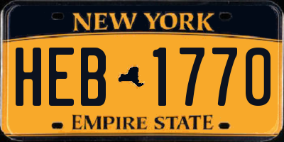 NY license plate HEB1770