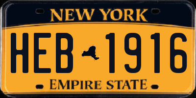NY license plate HEB1916