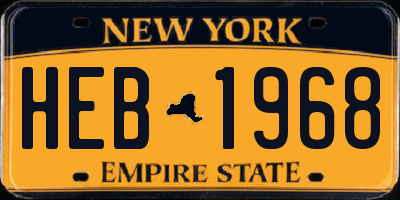 NY license plate HEB1968