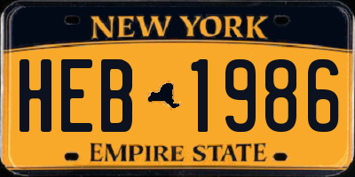 NY license plate HEB1986
