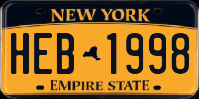 NY license plate HEB1998