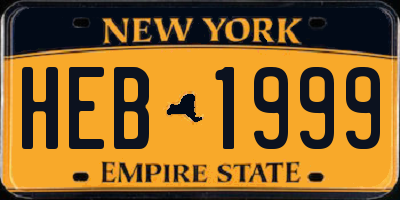 NY license plate HEB1999