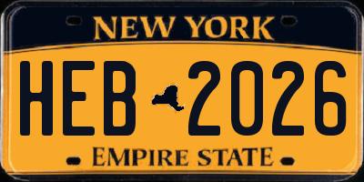 NY license plate HEB2026