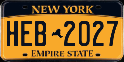 NY license plate HEB2027