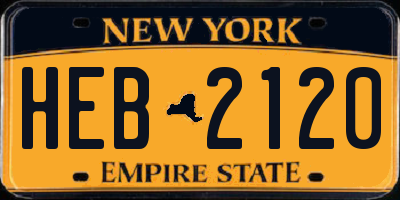 NY license plate HEB2120