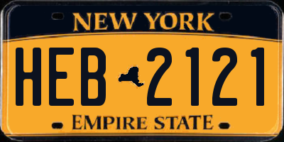 NY license plate HEB2121