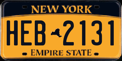 NY license plate HEB2131
