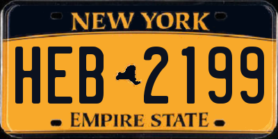 NY license plate HEB2199