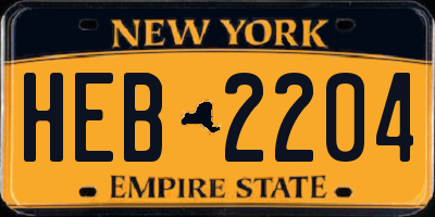 NY license plate HEB2204