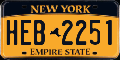 NY license plate HEB2251