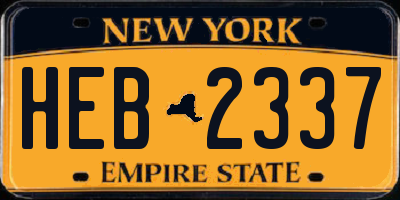 NY license plate HEB2337