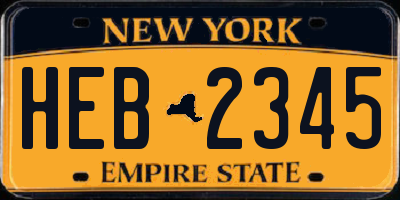 NY license plate HEB2345