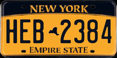 NY license plate HEB2384
