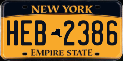 NY license plate HEB2386