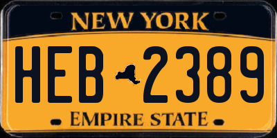 NY license plate HEB2389
