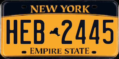 NY license plate HEB2445